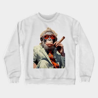 Cigar Smoking Orangutan: Sophisticated Orangutan Charm on a light (Knocked Out) background Crewneck Sweatshirt